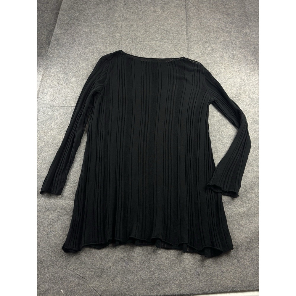 Eileen Fisher Sweater Womens M? See Mesh Striped Knit Tunic Capsule Boho sexy